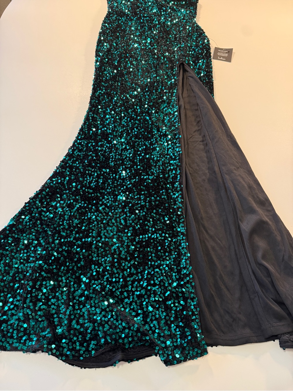 Lulus Emerald Green Sequin Mermaid Maxi Dress with slit Women's Small - Picture 6 of 12